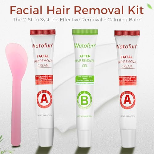 Image of Facial Hair Removal Cream for Women, Gentle Plant Formula for Sensitive Skin with Soothing Aloe Gel, 3 Min Painless Flawless Depilatory Cream Removes Hair from Chin, Upper Lip and Sideburns