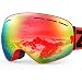 Zionor Snowmobile Snowboard Skate Ski Goggles with Detachable Lens - Brown Revo Mirror Red