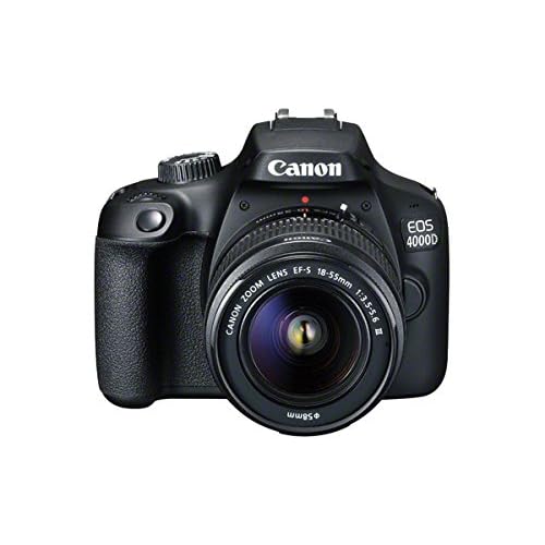 Canon EOS 4000D DSLR Camera and EF-S 18-55 mm f/3.5-5.6 III Lens – Black (Renewed)