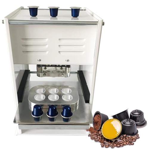 XCSCUK Máquina eléctrica de Sellado de cápsulas de café, 500-700 Tazas/h, para cápsulas de 37 mm, 50 mm, 54 mm, para Uso doméstico y Comercial (6 Holes (50mm))