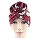 1Pack/2Packs Women Turban African Pattern Headwrap Beanie Pre-Tied Bonnet Chemo Cap Hair Loss Hat, Y: 1pack-red Flower, One Size