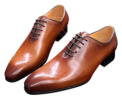 Image of Santimon Mens Oxfords Formal Dress Genuine Leather Handmade Derby Casual Brogues Oxfords Tuxedo Fashion Walking Shoes for Men
