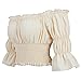 Peasant Tops for Women Renaissance Crop Top Short Off The Shoulder Blouse Cropped Beige M
