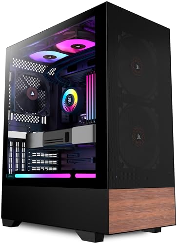 KEDIERS PC Gehäuse ATX Vorinstallation 3 Lüfter NO-LED, Mid Tower ATX Computer Gehäuse mit Glas,Schwarz Gaming PC Gehäuse, H3
