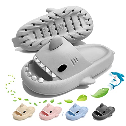 Soofylia Shark Slides - Adult Women Men Unisex Shark Slide Beach Sandals - Cloud Pillow House Slipper Non-Slip Spa Shower Shoes