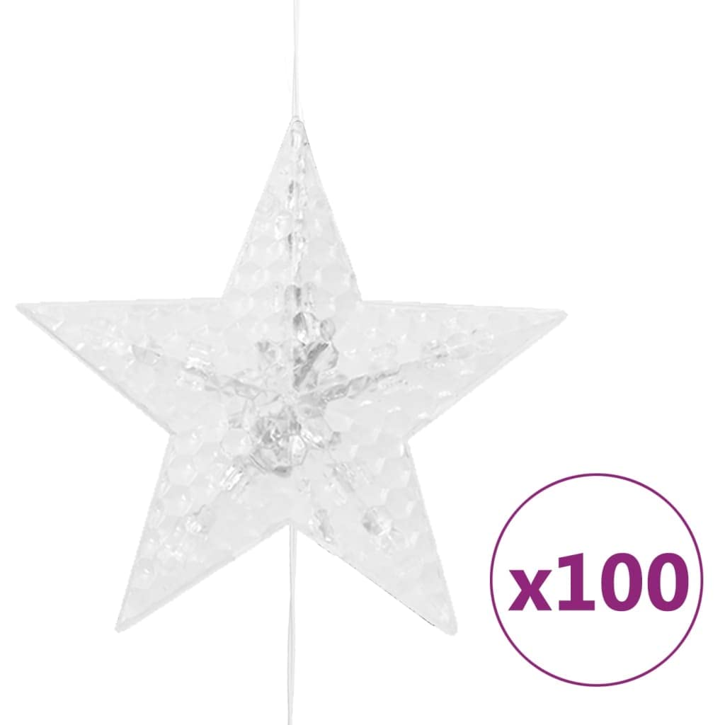 Guirnalda de luces LED con forma de estrella, 500 LED, blanco frío, 8 funciones