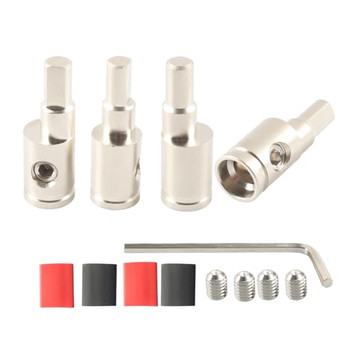 Camper Car Audio Amplifier Amps Input Reducer 4GA to 4GA Wire Power/Ground Gauge Adapter Nickel Plated Brass Cable Terminal Connectors 4PCS with Dual Wall Heat Shrink Tubing