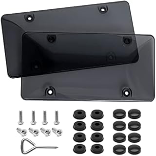 2 Pcs License Plates Cover Black Unbreakable Dark Design,Fits All Standard 6x12 Inches License Plates,Protect Your Front & Back License Plates