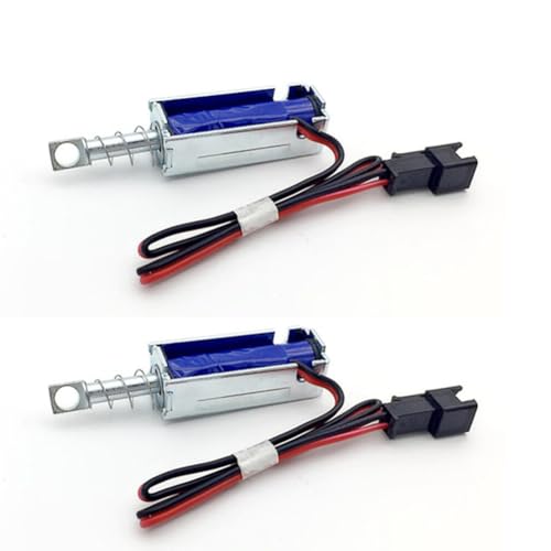 MeevrgR Paquete de 2 válvulas solenoides de empuje y tracción, CC 6 V/12 V/24 V para máquina expendedora y bloqueo expreso, vida útil de 500000 ciclos, tiempo de respuesta de 0,2 s, cableado sin
