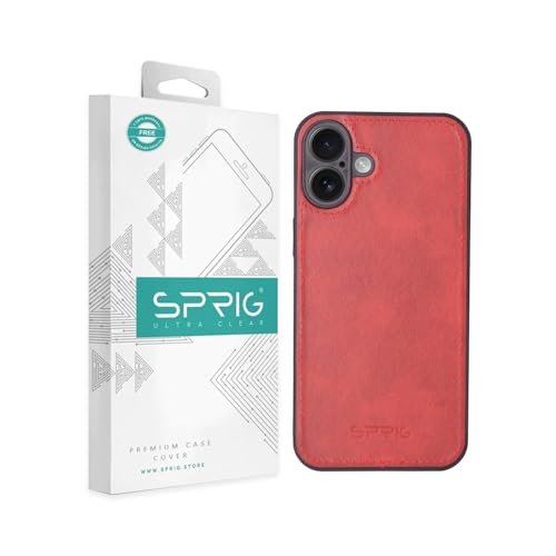 Image of SPRIG Compatible with iPhone 16 Premium PrimeMatte (Matte Leather TPU) Back Cover Drop Tested Shock Proof Mobile Case for Men, Women, Boys and Girls with Camera Protection (Red)