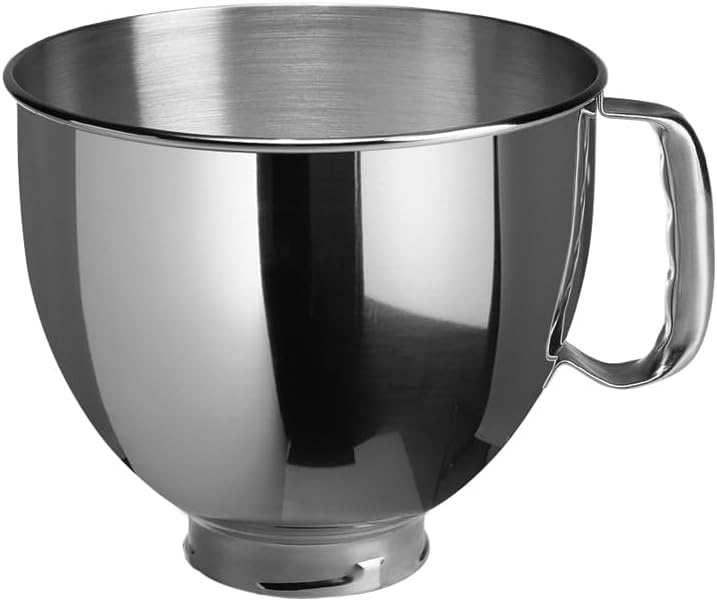 KitchenAid K5THSBP Tilt-Head Mixer Bowl with Handle, Polished Stainless Steel, Polished Stainless Steel, 5-Quart