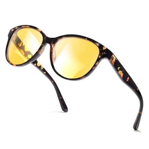 SIPHEW Night Driving Glasses for Women, Trendy Yellow Anti Glare Lens for Nighttime Polarized Night Vision Glasses