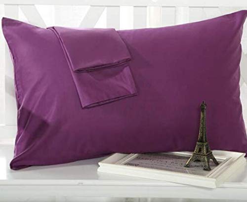 Travel Pillowcase 14x20 500 Thread Count Egyptian Cotton Set of 2 Toddler Pillowcase Zipper Closer 100% Egyptian Cotton (Toddler Travel 14x20 Zipper, Plum Solid) — image 1