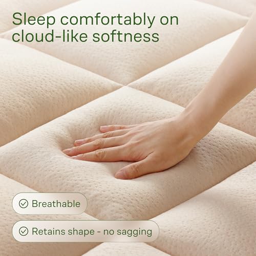 Image of Niagara Ultra Soft Full Size Mattress Topper - Viscose Made from Bamboo Pillow Top Mattress Pad for Back Pain Relief - Naturally Cooling for Hot Sleepers, fits 6-18 inch Mattress, 600GSM, Beige