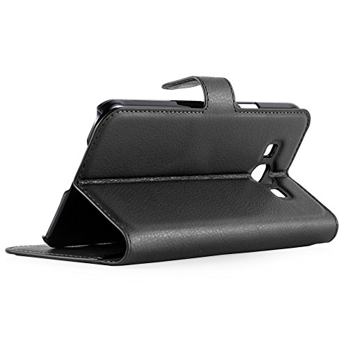 Cadorabo Book Case Compatible With Samsung Galaxy A8 2015 In Oxid Black - With Magnetic Closure, Stand Function And Card Slot - Wallet Etui Cover Pouch Pu Leather Flip #TOP2