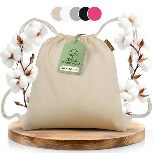 Naturstube® Baumwoll Turnbeutel natur Sportbeutel Zuziehbeutel Gymsack Sack Jute Schule Rucksack Damen, Herren & Kinder
