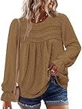 CHICZONE Long Sleeve Chiffon Blouses Shirts for Women Fall Tops Dressy Flowy Lace Hem Boho Clothing