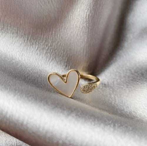 Awmnjtmgpw 18K gold love diamond Moonstone opal cubic zircon ring women's fashion fresh small jewelry ring birthday party wedding engagement ring opening adjustable3