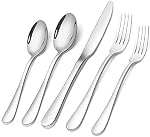 Flatware Set, 20-Piece Elegant Silverware Cutlery Set, Stainless Steel Utensils Service for 4, Include Knife/Fork/Spoon, Mirror Polished, Dishwasher Safe