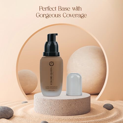 Image of Colors Queen Ultra Definition Liquid Foundation | Lightweight & Long Lasting, Full Coverage with Dewy Finish | Waterproof & Sweat Proof Foundation for Face Makeup (Caramel, 30ml)