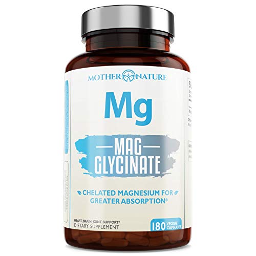 Magnesium Glycinate Chelate | Pure Magnesium Glycinate Capsules (180 Count) - Gluten-Free, Sugar-Free, Soy-Free, Dairy-Free & Vegan-Friendly - Great for Sleep, Muscle Cramp & Stress Relief