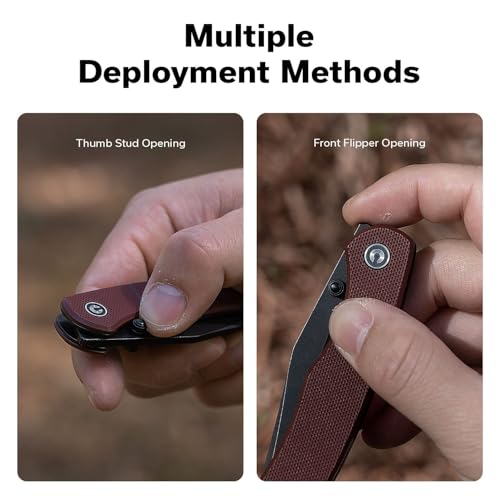 Image of CIVIVI Clingman EDC Pocket Folding Knife with Titanium Reversible Clip, 2.99 inch Nitro-V Blade G10 Handle Liner Lock Knife, Gift for Men Women C23065-2 (Burgundy)