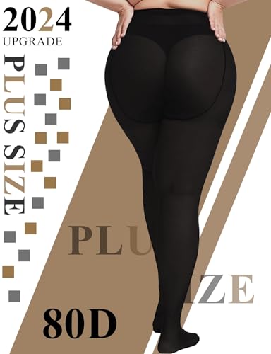 Buauty Plus Size Tights for Women Ultra Soft Solid Color Semi-Opaque Pantyhose,3
