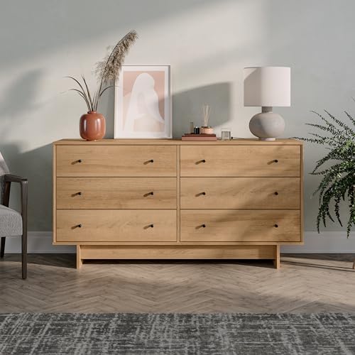 Prepac Finnley 6-Drawer Dresser in Natural Oak, Dresser for Bedroom, Extra-Wide Chest of Drawers with Storage, Modern Clothing Organizer for Home, Bedroom, Living Room, 16" D x 61" W x 31" H - Image 2