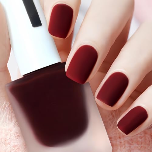 NovaCharm Burgundy Matte Nail Polish, Air Dry No Lamp Nail Color, 13 ml