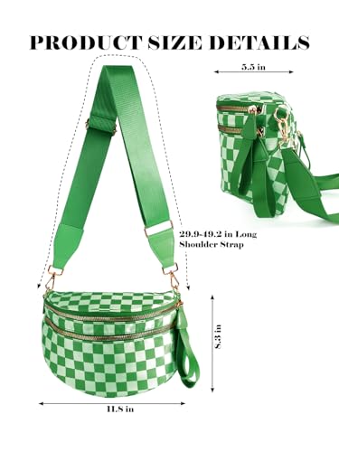 Image of Black and White Checkered Crossbody Bag Bum Bag for Women,Spacious Checkered Purse Fanny Packs Belt Bag