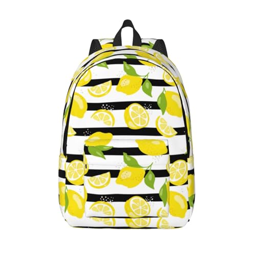 Mochila de viaje para portátil – Lemon print Stride Computer Lemon Mochila Mochila con correas ajustables, Negro -, S