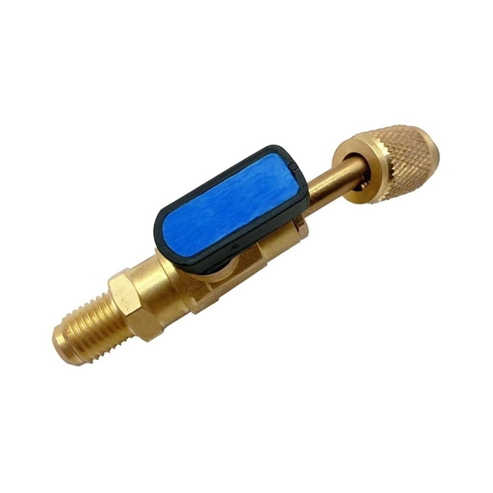 Water Ball Valve Angled AC Refrigerant Ball Valve, 1/4in Shut-Off for HVAC R134A R22 Charging Hoses(Blue)