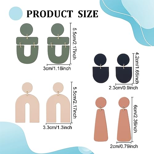 ANATTASOUL 4 Pairs Geometric Drop Dangle Earrings Lightweight Polymer Clay Stud Handmade U Shape Boho Irregular Statement Earrings for Women Anniversary Birthday Christmas Valentine’s Wedding Gift with Box2