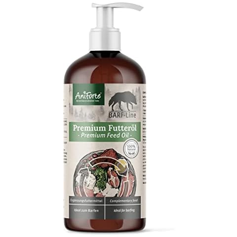 AniForte Barf Futteröl für Hunde 1L - Natürliches, kaltgepresstes Premium Barf Öl, ideale Mischung reich an Omega 3 & Omega 6, Barföl als artgerechter & ausgewogener Barf Zusatz Cover