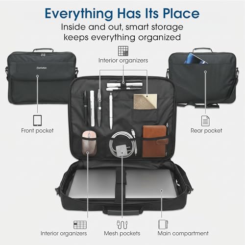 Sacoche ordinateur portable 15.6 noir Manhattan style porte-documents fin - 4