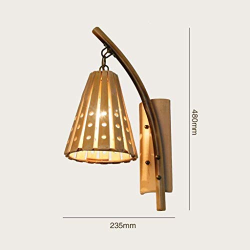 Lámpara de pared de bambú estilo japonés retro con diseño de líneas simples 5