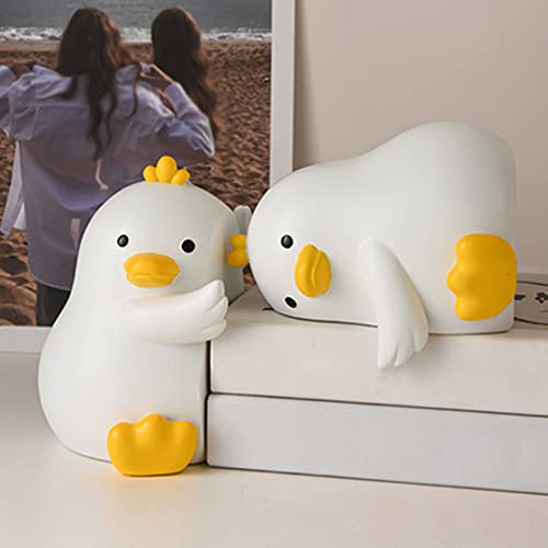 Wayuto 1 Pair Creative Resin Duck Hugging Bookends Book Holder Ends Decorative Book Stoppers Bookends Sculpture Bookend Ornament For Home And Office Bookshelf Decoration White #TOP1