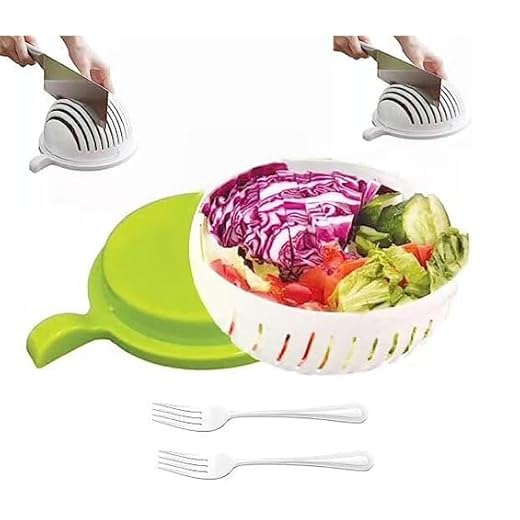 2023 New Snap-On Salad Cutting Bowl, Vegetable Chopper and Cutter, Vegetable Chopper, Safe and Non-Toxic Food Grade Bisphenol A Free Material (Green)