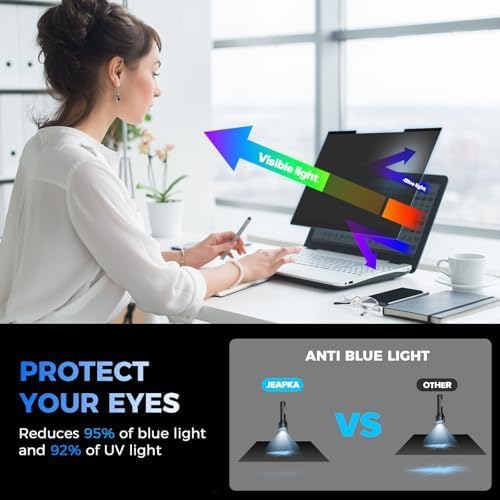 Image of 2Pack Magnetic Laptop Privacy Screen Filter 15.6 inch for 16:9 Widescreen Computer Monitor, Removable Anti Blue Light Privacy Shield, Anti-Glare Protector