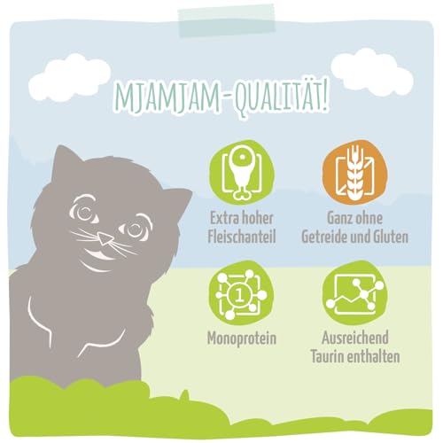 MjAMjAM - Premium Nassfutter für Katzen - Kitten gute Pute mit Lachsöl, 6er Pack (6x400g), getreidefrei
