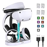 【Ladestation für PS VR2】Der FASTSNAIL multifunktionale Ladestation ist speziell für PS VR2 Headset und Sense Controller (L)/(R), die mit 10 RGB-Lichtmodi kommt. Ladestation kombiniert das Aufladen und die Lagerung von PS VR2 Sense Controller und VR Headset. Schaffen Sie eine aufgeräumte und saubere Spielumgebung für Sie. Es ist sehr bequem zu bedienen.