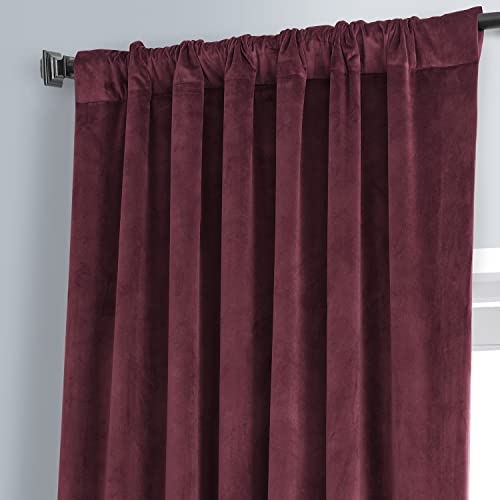 Image of HPD Half Price Drapes Signature Plush Velvet Blackout Curtains for Bedroom (1 Panel), 50W X 96L Hotel Black Out Curtains for Living Room, Thermal Insulated Blackout Curtains, Pomegranate Juice