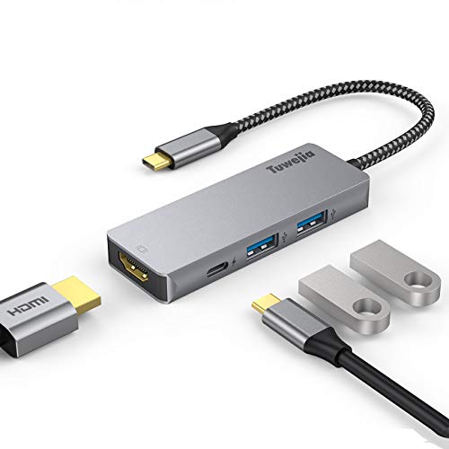 USB C Hub Adapter Tuwejia Type C 4in1 Hub HDMI Adapter 4K HDMI Multiport Connector 100W PD Charger 2 USB 3.0 Hub HDMI Video Output Compatible with MacBook Pro 2020/2019/2018 iMac XPS Nintendo Switch