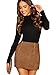 Floerns Women's High Waist Faux Suede Double Zipper Front Bodycon Mini Skirt Brown B XS
