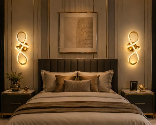 Image of FILLISKA Luxurious LED Wall Lamp for Home with Adjustable Colour Changing Function (1 Year Warranty)(French Gold-1604)