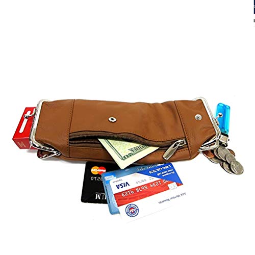 Cigarette Case Holder W Lighter Women Leather Cigarettes 100S Pack Purse Pouch Coin Ciggerate Wallet Framed Cases (942.5" (5.542.5)", L Brown Kiss Lock Stash & Coin Purse) #TOP5