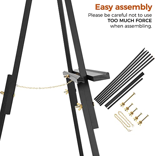 Viswin 63" Wooden Tripod Display Easel Stand For Wedding Sign, Poster, A-Frame Artist Easel Floor With Tray For Painting, Canvas, Foldable Easel - Black #TOP3