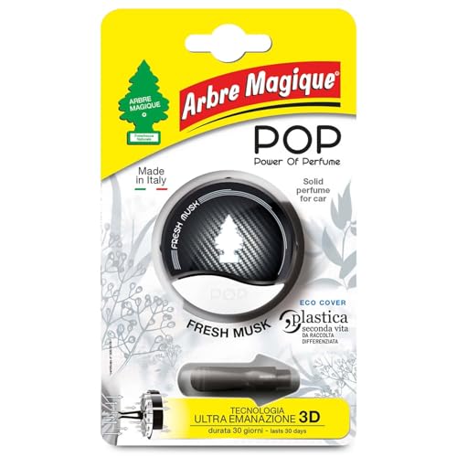 Arbre Magique POP, Profumatore Auto Solido, Fragranza Fresh Musk, Profumazione Morbida e Fresca, Durata Fino a 30 Giorni, Design Italiano, Confezione da 1 Pezzo