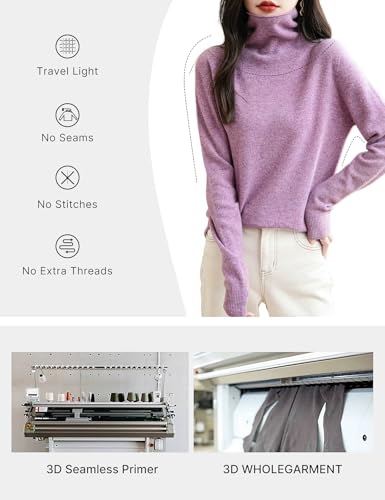 Women's 100% Merino Wool Seamless Sweater Turtleneck First-Line Ready to Wear Long Sleeve Knitted Pullover Tops2