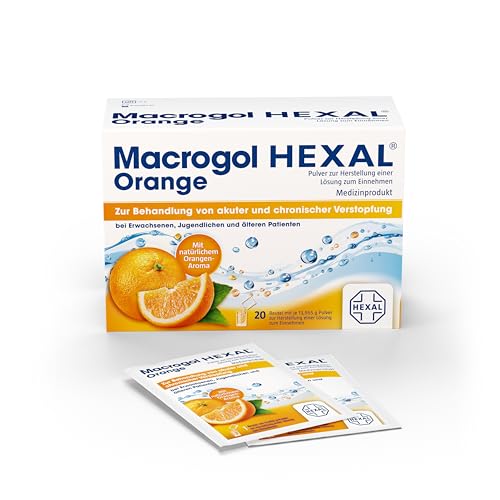 Macrogol Hexal Orange 20 Stück zur Linderung von Verstopfung